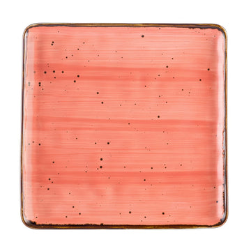 TUCSON Reactive Glaze Porcelain Square Plate 10x10x1/2 Coral by CAC China – 10x10x1/2", Porcelain, Coral, Pack of 12, Model TUS-SQ16-CRL