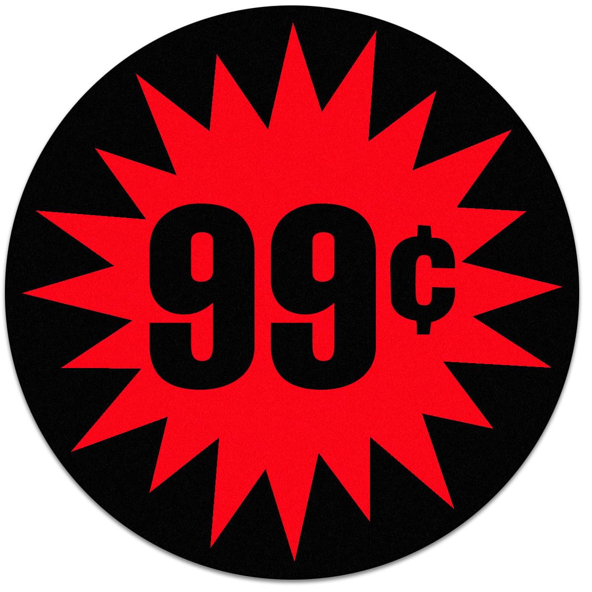 East West Label Round 99 Cents Die-Cut Starburst Printed Label Dayglo Red with Black Print | 500/Roll by EastWest – Sticker, Dayglo Red With Black Print, Model LABEL:99 CENT STARBU