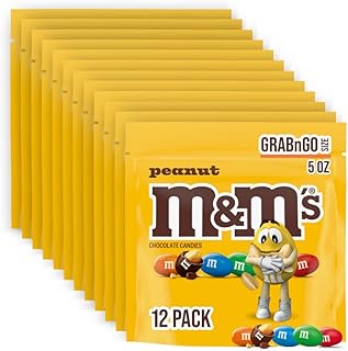 Peanut Milk Chocolate Candy, Peanuts, Grab N Go 5 oz Bag, 12 Pack | M&M'S peanut milk chocolate candy in 5 oz Grab N Go bags for home, office, pantry, car, road trip, movies, games
