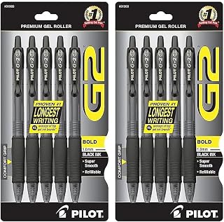 PILOT G2 Premium Rolling Ball Gel Pens, 1.0 mm, Black Ink, 10-Pack