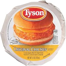 Tyson Foods Original Chicken Patty Fritter with Cheddar Cheese Sandwich, 5.5 Ounce -- 12 per case.