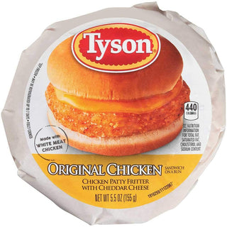 Foods Original Chicken Patty Fritter with Cheddar Cheese Sandwich by Tyson – 5.5 Ounce, Pack of 12