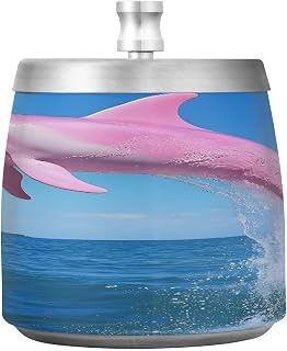 Pink Dolphin Splash Ashtray with Lid, Outdoor Ashtrays for Patio