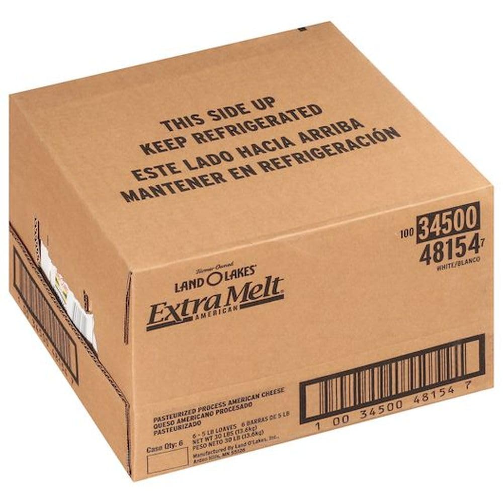 American Extra Melt White Process Cheese Loaf by Land O Lakes – 5 Pound (Pack of 6), Pack of 6, Model 48154
