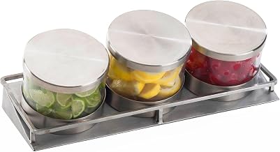Cal-Mil 1850-4-55 Mixology Jar Display, 13.5" Width x 5" Depth x 1.75" Height, Stainless Steel