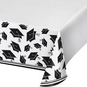 Creative Converting 320086 Graduation Theme White Tablecloth