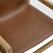 Leather-Upholstered Dining Chair with Armrests by Furnifact – Leather, Chestnut Tan