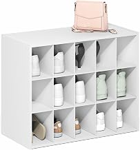 Furinno FANO 15-Cube Shoe Rack, Stackable Shoe Organizer, White