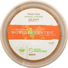 World Centric Bagasse Wheatstraw and Paper Bowls -- 20 Bowls