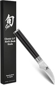 Shun Classic 2.5" Bird’s Beak Knife, Handcrafted Japanese Vegetable & Fruit Knife, VG-MAX Core with Damascus Stainless Steel Cladding, Pakkawood Handle, Small Tool for Intricate, Decorative Designs