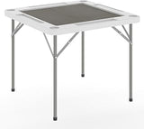 Flash Furniture 34.5" White Folding Card Game Table | 4-Player, Cup Holders, Gray Playing Surface, Portable