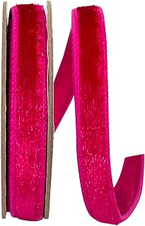 Reliant Ribbon Velvet Sheen Plush Deluxe Backed Wired Edge Ribbon, Fuchsia