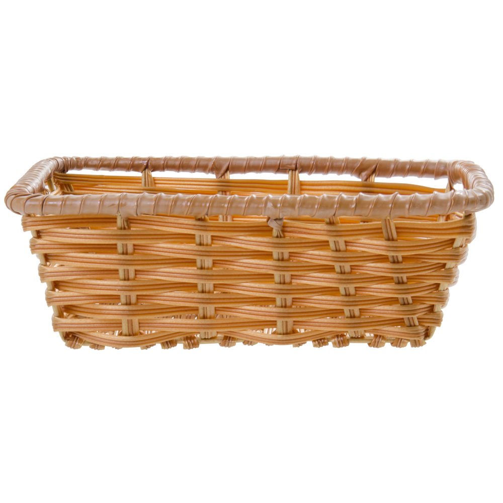 Storage Basket Rectangular Natural - 10"L x 7 1/2"W x 3"H by HUBERT – Plastic, Natural, Model K340-FT NAT