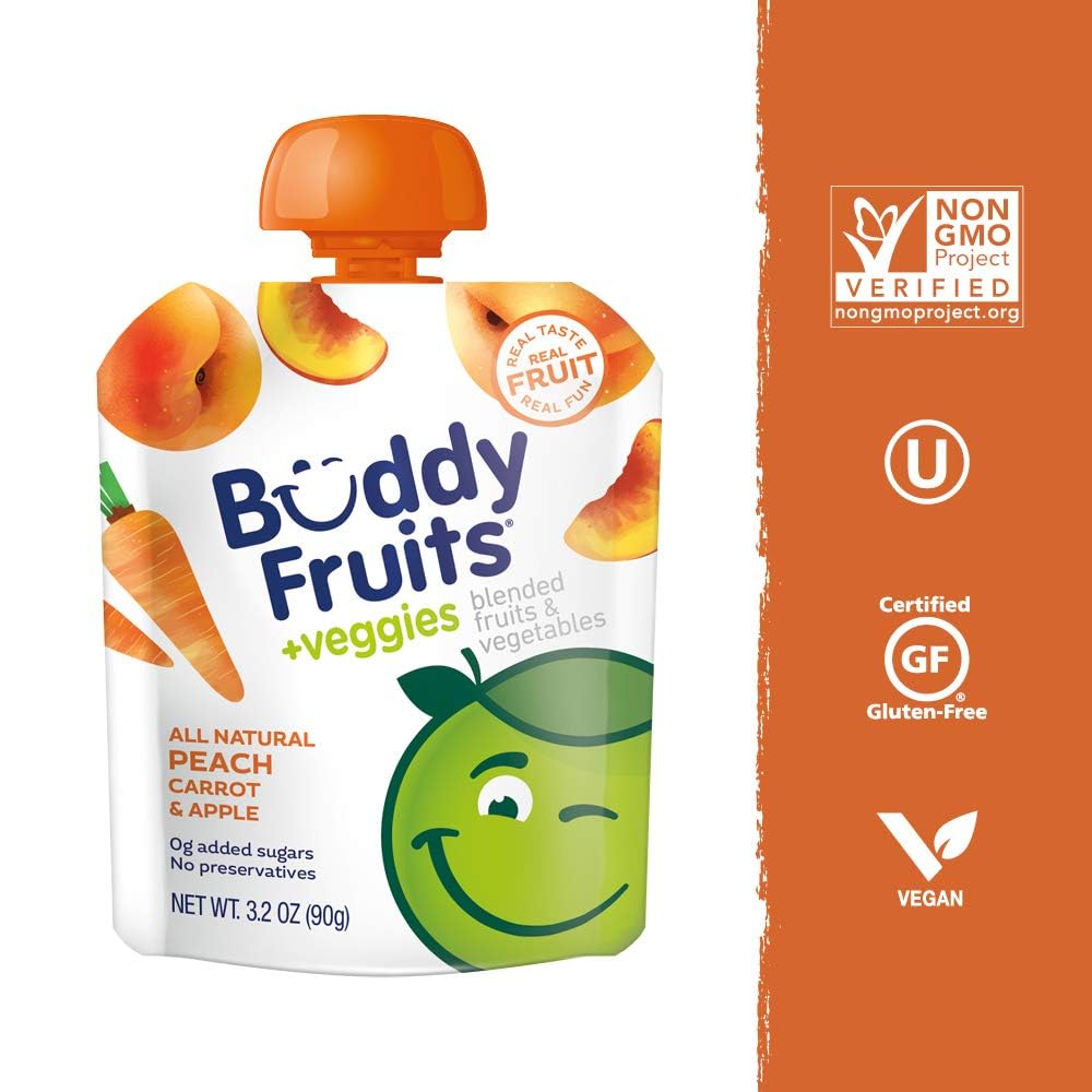 Buddy Fruits Peach & Carrot / 3.2 Ounce (Pack of 18) / 1 Meals