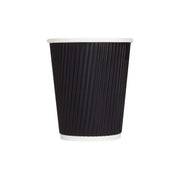Karat 8 oz Ripple Insulated Coffee Cup [500 Count] Black Disposable Paper Hot Cup, Sturdy and Leak Proof, 80mm, No Lids