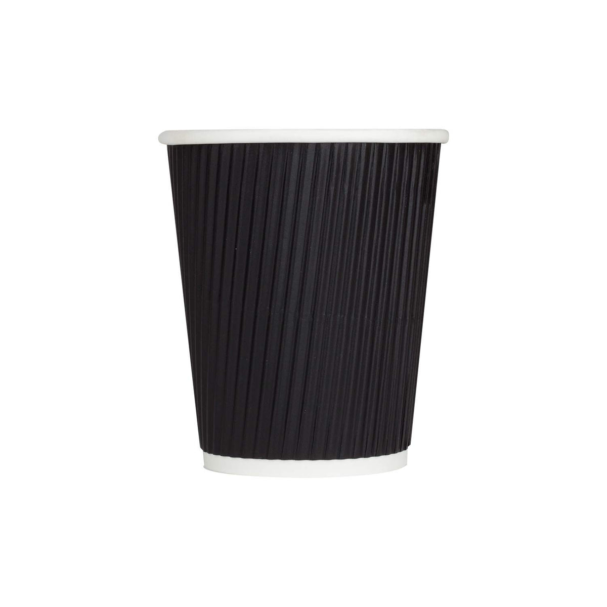Karat 8 oz Ripple Insulated Coffee Cup [500 Count] Black Disposable Paper Hot Cup, Sturdy and Leak Proof, 80mm, No Lids