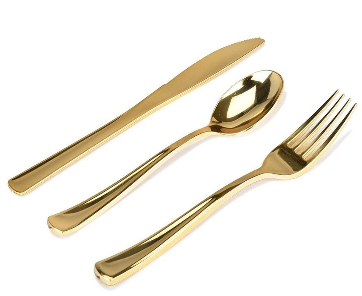 Gold Plastic Silverware Set (160 Bulk Pack) Disposable Cutlery Utensils by Stock Your Home – 160 Count, Plastic, Gold, Pack of 160, Model Stock Your Home 1008_2