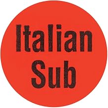 Italian Sub Labels Red Deli Dot Packaging Labels Black Imprint - 1"Dia 1000 Per Roll