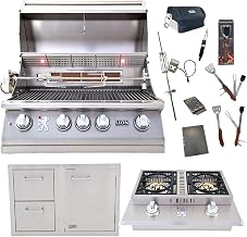 32-Inch Liquid Propane Grill L75000 and Double Side Burner with Lion Door and Drawer Combination Unit with 5 in 1 BBQ Tool Set Best of Backyard Gourmet Package Deal by Lion