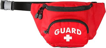 Kemp USA Lifeguard Hip Pack with Mesh Drain Bottom & GUARD Logo, Red