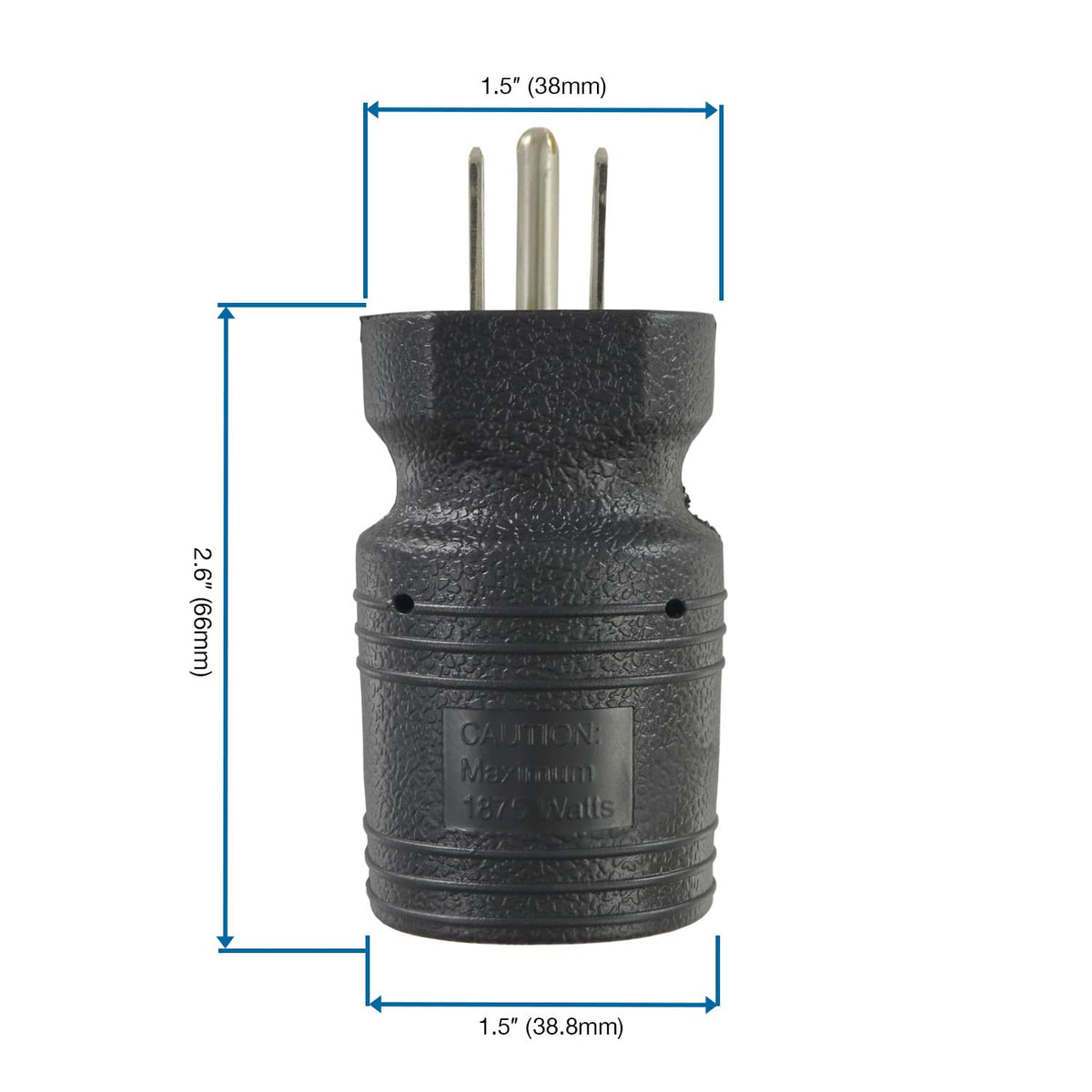 30129 15A to 15/20A Plug Adapter by Conntek – 1/PK, Plastic, Black, Model 30129/ WS-187-3