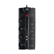 Eaton Flat Plug Surge Protector TV & Phone Ports by TRIPP LITE – 12 Outlets, Plastic, Black, Model TLP1208TELTV