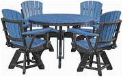 American Furniture Classics Model DR130BBK-K Five Piece Round Dining Height Dining Set in Blue with a Black Base, Made in The USA