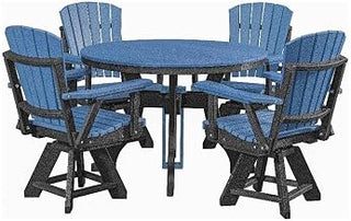 American Furniture Classics Model DR130BBK-K Five Piece Round Dining Height Dining Set in Blue with a Black Base, Made in The USA
