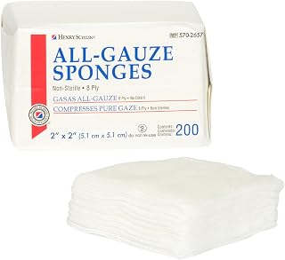 Henry Schein All-Gauze Sponges, 2" x 2", 8-Ply, Non-Sterile, 200 Ct
