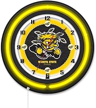 Holland Bar Stool Clk19BKWichSt NCAA 19 in. Dia. Wichita State University Double Neon Wall Clock Black