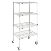 Mobile Shelving Unit with 4 Shelves Silver Metal - 36" L x 24" W x 80" H by HUBERT – Alloy Steel, Silver, Model 48589+71360