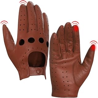 Harssidanzar Leather Driving Gloves For Women's,Summer Lambskin Unlined Ladies Driving Gloves GL009
