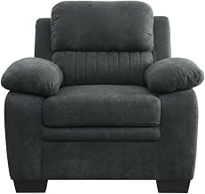 Textured Fabric-Upholstered Armchair with Solid Arms by Starlight Canyon Home – Textured, Grey