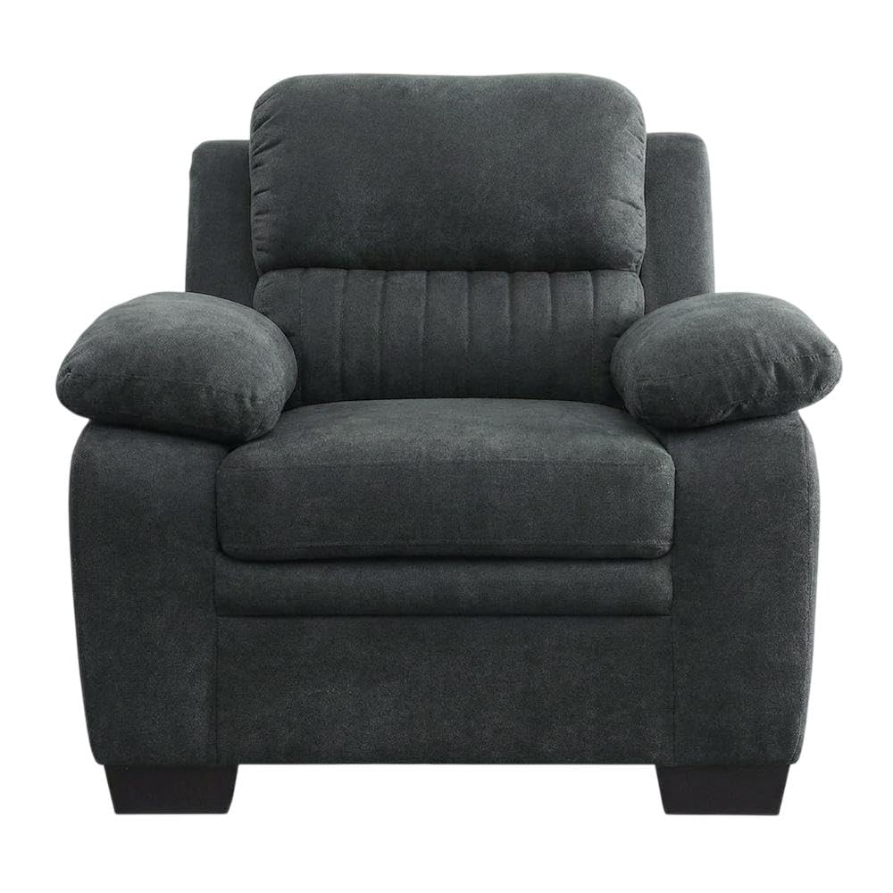 Textured Fabric-Upholstered Armchair with Solid Arms by Starlight Canyon Home – Textured, Grey