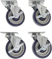 HUBERT Universal Swivel Plate Caster Set of 4 Blue Polyurethane -4" Dia, 4" x 4" Plate Size, 3" x 3" & 3" x 1.75" Plate Hole Spacing