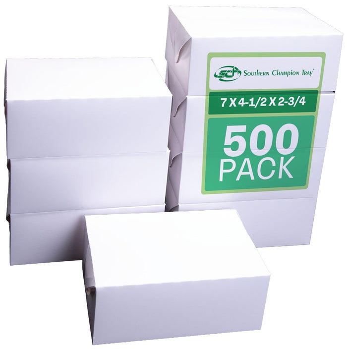 Southern Champion Tray 2718 Paperboard White Snack Carry-Out Box, Fast Top, 7" Length x 4-1/2" Width x 2-3/4" Height (Case of 500)