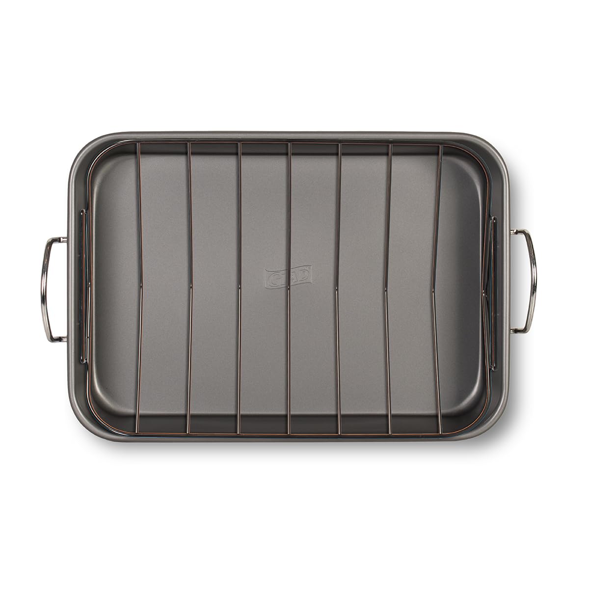 Glad Roasting Pan with Rack, Large Nonstick Carbon Steel, Gray