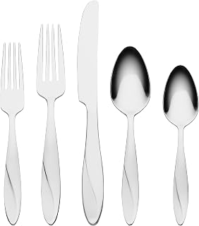 Oneida Simmer 65-Piece 18/0 Silverware Set for 12, Flatware | mirror finish, dishwasher safe | includes serving spoons and utensil set | cutlery set, wedding silverware