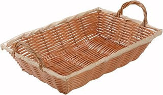 PWBN-12B - Natural Woven Basket, Rectangular with Handles - 12" x 8" x 3"
