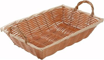 PWBN-12B - Natural Woven Basket, Rectangular with Handles - 12" x 8" x 3"