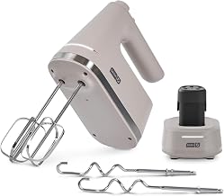 Dash Cordless Hand Mixer, Beaters & Dough Hooks, French Grey