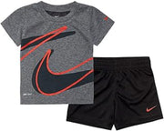 Nike Baby Boys' Dri-Fit 2-Piece Shorts Set Outfit - Black(76E526-023)/Red, 24 Months