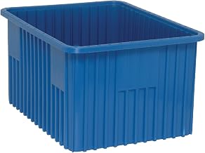 QUANTUM STORAGE SYSTEMS DG93120BL Dividable Grid Storage Container, Heavy-Duty Stackable Plastic Parts Bin for Warehouse, Assembly & Industrial Organization, 22-1/2" x 17-1/2" x 12", Blue, 3-Pack