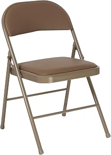 Flash Furniture Hercules Vinyl Folding Chair, Beige | Double Braced, Vinyl Upholstery