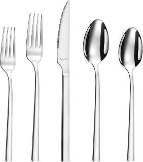 Amefa 20 Piece Flatware Set - Caractere - 18/0 Polished Stainless Steel Silverware Set, Knives Forks Spoons - Dinnerware Utensils
