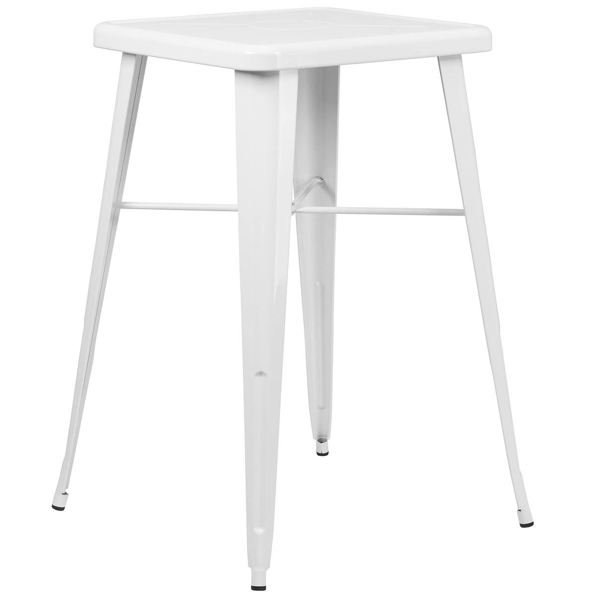 Commercial Grade 23.75" Square White Metal Indoor-Outdoor Bar Table Set with 2 Stools with Backs by Flash Furniture – 40 x 27.75 x 27.75, Metal, White, Model CH-31330B-2-30GB-WH-GG