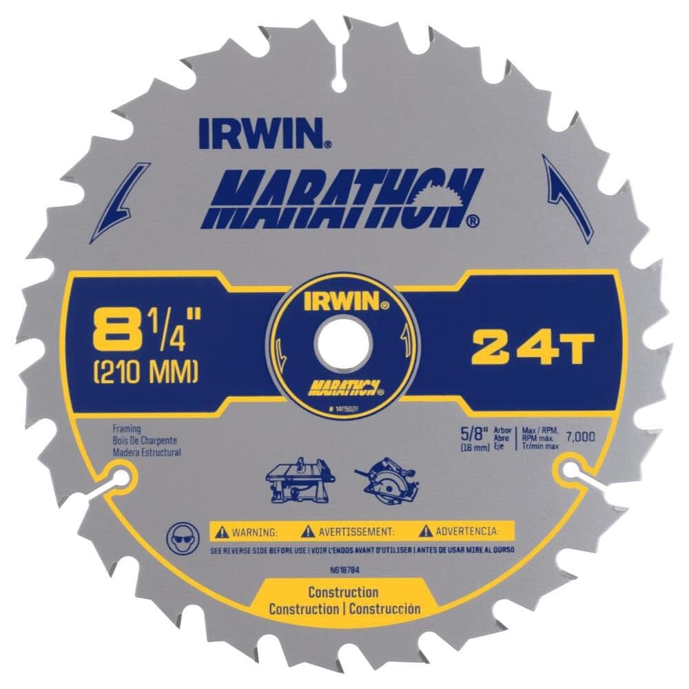 IRWIN 8-1/4" 24T / Marathon / Silver Circular Saw Blades