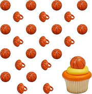 DecoPac 3D Basketball Rings, Cupcake Decorations, Food Safe Cake Toppers – 24 Pack