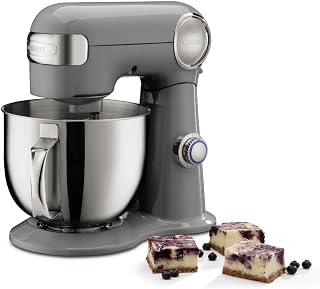 Cuisinart SM-50GR Precision Master 5.5-Quart 12-Speed Stand Mixer with Mixing Bowl, Chef's Whisk, Flat Mixing Paddle, Dough Hook, and Splash Guard with Pour Spout, Dove Gray