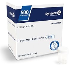 Dynarex LabChoice Specimen Containers for Urine Sample Collection - 60 mL - Non-Sterile - Leak-Resistant Screw-On Cap - 500 per Case